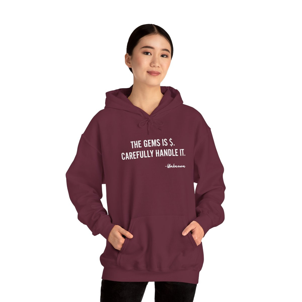 Inspirational Quote Hoodie — “The Gems is S, Carefully Handle It” Orange Sweatshirt